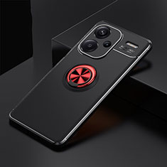Funda Silicona Carcasa Ultrafina Goma con Magnetico Anillo de dedo Soporte SD1 para Xiaomi Redmi Note 13 Pro+ Plus 5G Rojo y Negro