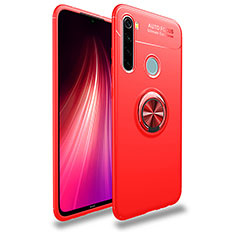 Funda Silicona Carcasa Ultrafina Goma con Magnetico Anillo de dedo Soporte SD1 para Xiaomi Redmi Note 8 (2021) Rojo