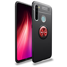 Funda Silicona Carcasa Ultrafina Goma con Magnetico Anillo de dedo Soporte SD1 para Xiaomi Redmi Note 8 (2021) Rojo y Negro