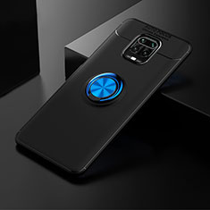 Funda Silicona Carcasa Ultrafina Goma con Magnetico Anillo de dedo Soporte SD1 para Xiaomi Redmi Note 9 Pro Max Azul y Negro
