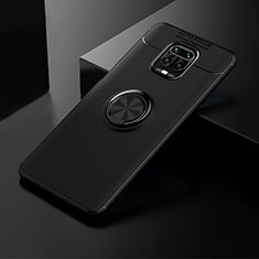 Funda Silicona Carcasa Ultrafina Goma con Magnetico Anillo de dedo Soporte SD1 para Xiaomi Redmi Note 9 Pro Max Negro