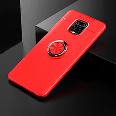 Funda Silicona Carcasa Ultrafina Goma con Magnetico Anillo de dedo Soporte SD1 para Xiaomi Redmi Note 9 Pro Max Rojo