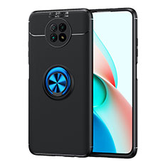 Funda Silicona Carcasa Ultrafina Goma con Magnetico Anillo de dedo Soporte SD1 para Xiaomi Redmi Note 9T 5G Azul y Negro