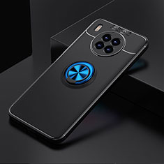 Funda Silicona Carcasa Ultrafina Goma con Magnetico Anillo de dedo Soporte SD2 para Huawei Honor 50 Lite Azul y Negro