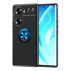 Funda Silicona Carcasa Ultrafina Goma con Magnetico Anillo de dedo Soporte SD2 para Huawei Honor 60 5G Azul y Negro