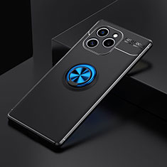 Funda Silicona Carcasa Ultrafina Goma con Magnetico Anillo de dedo Soporte SD2 para Huawei Honor 60 SE 5G Azul y Negro
