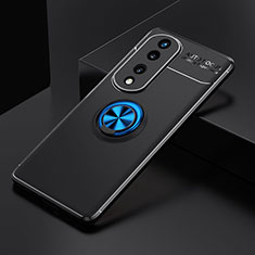 Funda Silicona Carcasa Ultrafina Goma con Magnetico Anillo de dedo Soporte SD2 para Huawei Honor 70 Pro 5G Azul y Negro