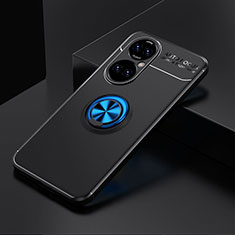 Funda Silicona Carcasa Ultrafina Goma con Magnetico Anillo de dedo Soporte SD2 para Huawei P50 Pro Azul y Negro
