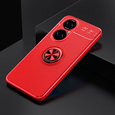 Funda Silicona Carcasa Ultrafina Goma con Magnetico Anillo de dedo Soporte SD2 para Huawei P50 Pro Rojo