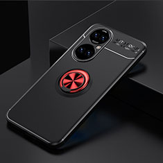 Funda Silicona Carcasa Ultrafina Goma con Magnetico Anillo de dedo Soporte SD2 para Huawei P50 Pro Rojo y Negro