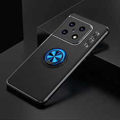 Funda Silicona Carcasa Ultrafina Goma con Magnetico Anillo de dedo Soporte SD2 para OnePlus 10 Pro 5G Azul y Negro