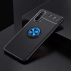 Funda Silicona Carcasa Ultrafina Goma con Magnetico Anillo de dedo Soporte SD2 para OnePlus Nord CE 5G Azul y Negro