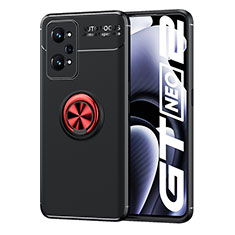 Funda Silicona Carcasa Ultrafina Goma con Magnetico Anillo de dedo Soporte SD2 para Realme GT Neo 3T 5G Rojo y Negro