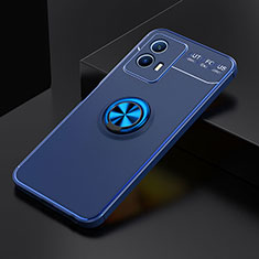 Funda Silicona Carcasa Ultrafina Goma con Magnetico Anillo de dedo Soporte SD2 para Vivo iQOO U5 5G Azul