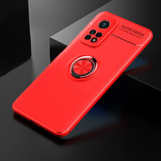 Funda Silicona Carcasa Ultrafina Goma con Magnetico Anillo de dedo Soporte SD2 para Xiaomi Mi 10T 5G Rojo