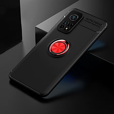 Funda Silicona Carcasa Ultrafina Goma con Magnetico Anillo de dedo Soporte SD2 para Xiaomi Mi 10T 5G Rojo y Negro