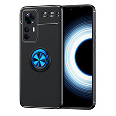 Funda Silicona Carcasa Ultrafina Goma con Magnetico Anillo de dedo Soporte SD2 para Xiaomi Mi 12T 5G Azul y Negro