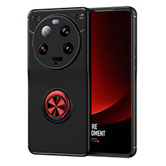 Funda Silicona Carcasa Ultrafina Goma con Magnetico Anillo de dedo Soporte SD2 para Xiaomi Mi 13 Ultra 5G Rojo y Negro