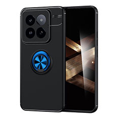 Funda Silicona Carcasa Ultrafina Goma con Magnetico Anillo de dedo Soporte SD2 para Xiaomi Mi 14 5G Azul y Negro