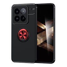 Funda Silicona Carcasa Ultrafina Goma con Magnetico Anillo de dedo Soporte SD2 para Xiaomi Mi 14 5G Rojo y Negro