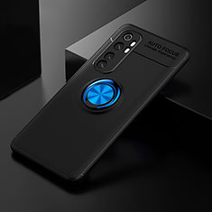 Funda Silicona Carcasa Ultrafina Goma con Magnetico Anillo de dedo Soporte SD2 para Xiaomi Mi Note 10 Lite Azul y Negro