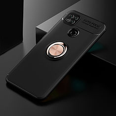 Funda Silicona Carcasa Ultrafina Goma con Magnetico Anillo de dedo Soporte SD2 para Xiaomi POCO C31 Oro y Negro