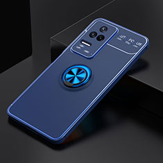 Funda Silicona Carcasa Ultrafina Goma con Magnetico Anillo de dedo Soporte SD2 para Xiaomi Poco F4 5G Azul
