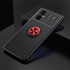 Funda Silicona Carcasa Ultrafina Goma con Magnetico Anillo de dedo Soporte SD2 para Xiaomi Poco M4 5G Rojo y Negro