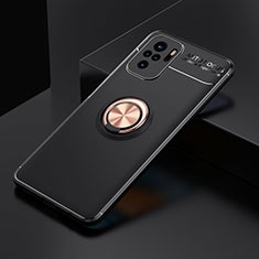Funda Silicona Carcasa Ultrafina Goma con Magnetico Anillo de dedo Soporte SD2 para Xiaomi Poco M5S Oro y Negro
