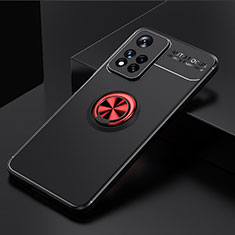 Funda Silicona Carcasa Ultrafina Goma con Magnetico Anillo de dedo Soporte SD2 para Xiaomi Poco X4 NFC Rojo y Negro