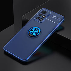 Funda Silicona Carcasa Ultrafina Goma con Magnetico Anillo de dedo Soporte SD2 para Xiaomi Redmi 10 4G Azul