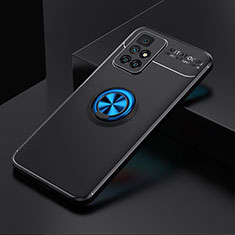 Funda Silicona Carcasa Ultrafina Goma con Magnetico Anillo de dedo Soporte SD2 para Xiaomi Redmi 10 4G Azul y Negro