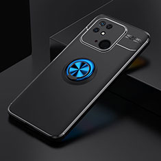Funda Silicona Carcasa Ultrafina Goma con Magnetico Anillo de dedo Soporte SD2 para Xiaomi Redmi 10 Power Azul y Negro