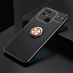 Funda Silicona Carcasa Ultrafina Goma con Magnetico Anillo de dedo Soporte SD2 para Xiaomi Redmi 10 Power Oro y Negro