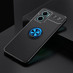Funda Silicona Carcasa Ultrafina Goma con Magnetico Anillo de dedo Soporte SD2 para Xiaomi Redmi 11 Prime 5G Azul y Negro
