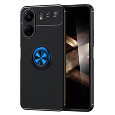 Funda Silicona Carcasa Ultrafina Goma con Magnetico Anillo de dedo Soporte SD2 para Xiaomi Redmi 13C Azul y Negro