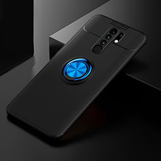 Funda Silicona Carcasa Ultrafina Goma con Magnetico Anillo de dedo Soporte SD2 para Xiaomi Redmi 9 Azul y Negro