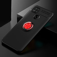 Funda Silicona Carcasa Ultrafina Goma con Magnetico Anillo de dedo Soporte SD2 para Xiaomi Redmi 9 India Rojo y Negro