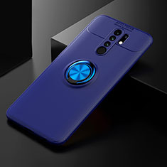 Funda Silicona Carcasa Ultrafina Goma con Magnetico Anillo de dedo Soporte SD2 para Xiaomi Redmi 9 Prime India Azul
