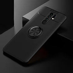 Funda Silicona Carcasa Ultrafina Goma con Magnetico Anillo de dedo Soporte SD2 para Xiaomi Redmi 9 Prime India Negro