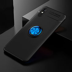 Funda Silicona Carcasa Ultrafina Goma con Magnetico Anillo de dedo Soporte SD2 para Xiaomi Redmi 9A Azul y Negro