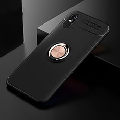 Funda Silicona Carcasa Ultrafina Goma con Magnetico Anillo de dedo Soporte SD2 para Xiaomi Redmi 9A Oro y Negro