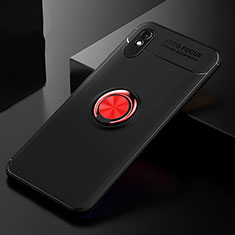 Funda Silicona Carcasa Ultrafina Goma con Magnetico Anillo de dedo Soporte SD2 para Xiaomi Redmi 9i Rojo y Negro