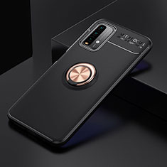 Funda Silicona Carcasa Ultrafina Goma con Magnetico Anillo de dedo Soporte SD2 para Xiaomi Redmi 9T 4G Oro y Negro