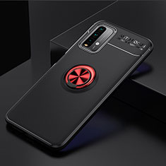 Funda Silicona Carcasa Ultrafina Goma con Magnetico Anillo de dedo Soporte SD2 para Xiaomi Redmi 9T 4G Rojo y Negro