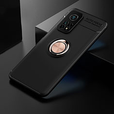 Funda Silicona Carcasa Ultrafina Goma con Magnetico Anillo de dedo Soporte SD2 para Xiaomi Redmi K30S 5G Oro y Negro