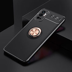 Funda Silicona Carcasa Ultrafina Goma con Magnetico Anillo de dedo Soporte SD2 para Xiaomi Redmi Note 10 5G Oro y Negro