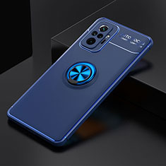 Funda Silicona Carcasa Ultrafina Goma con Magnetico Anillo de dedo Soporte SD2 para Xiaomi Redmi Note 10 Pro 4G Azul