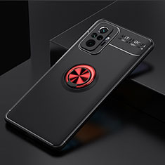 Funda Silicona Carcasa Ultrafina Goma con Magnetico Anillo de dedo Soporte SD2 para Xiaomi Redmi Note 10 Pro 4G Rojo y Negro