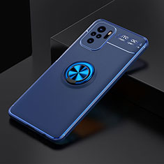 Funda Silicona Carcasa Ultrafina Goma con Magnetico Anillo de dedo Soporte SD2 para Xiaomi Redmi Note 10S 4G Azul